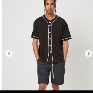 Forever21  contrast piped trim shirt black & white